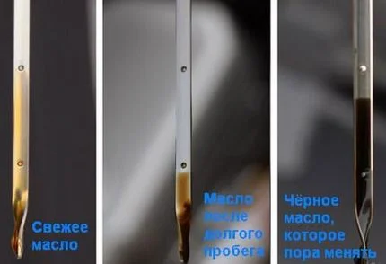 checking oil condition with a dipstick